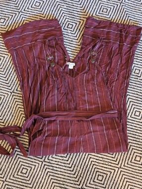 Billabong Burgundy Striped Overalls